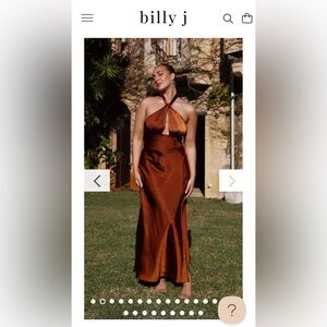 Satin Rust Amalia Maxi. Perfect bridesmaid or wedding guest dress!
